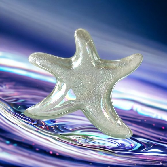 StarFish Trinket Dish Art Glass  Dish Plate Treasure Keeper Decor Ocean Seashell - Picture 3 of 9